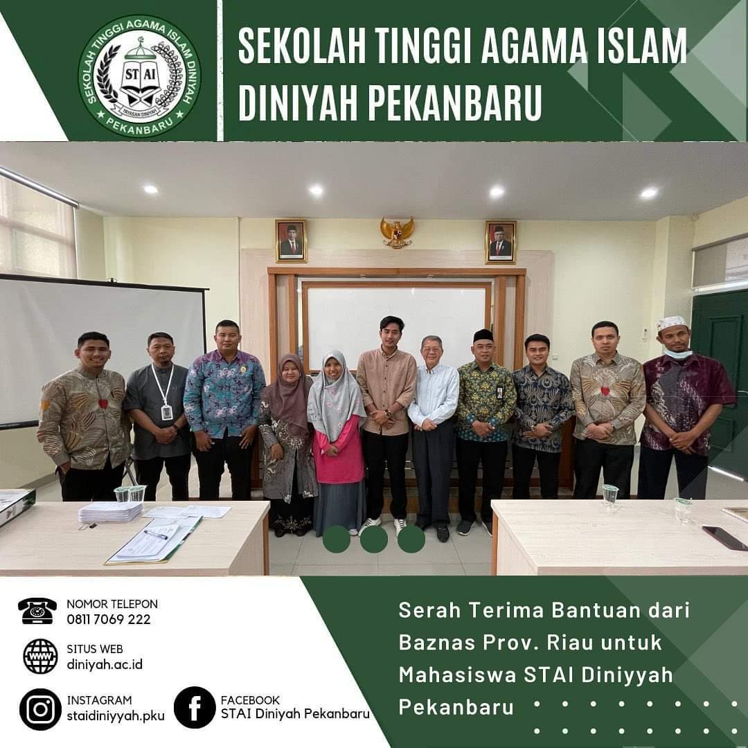 Serah Terima Bantuan Dari Baznas Prov. Riau untuk mahasiswa STAI Diniyah Pekanbaru