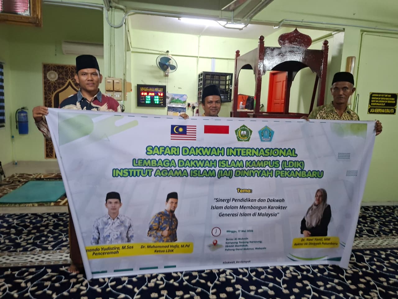 LDIK IAI Diniyyah Pekanbaru Bawa Dakwah ke Malaysia, Sambut Hangat Jamaah Surau Al Mukmin Mentakab